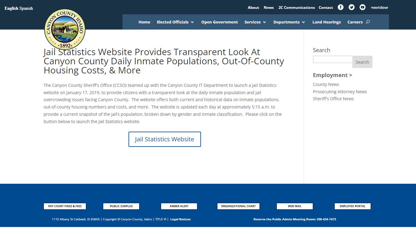 Jail Statistics Website Provides Transparent Look At Canyon County ...